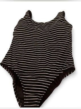 Black & White Striped One-Piece Swimsuit